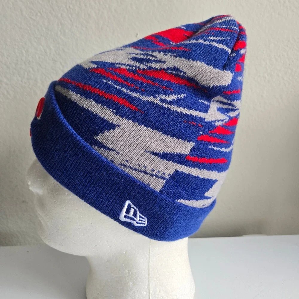 New Era‎ Chicago Cubs Knit Beanie Hat Red Blue Gray C Logo Tiger Stripes